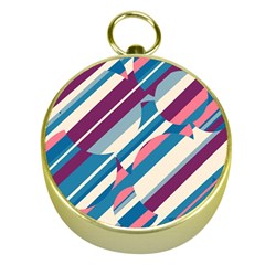 Blue And Pink Pattern Gold Compasses by Valentinaart