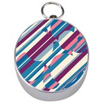 Blue and pink pattern Silver Compasses Front