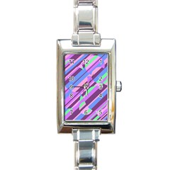 Pink, Purple And Green Pattern Rectangle Italian Charm Watch by Valentinaart