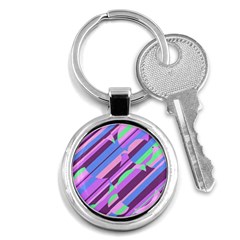 Pink, Purple And Green Pattern Key Chains (round)  by Valentinaart