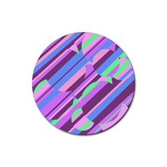 Pink, Purple And Green Pattern Rubber Coaster (round)  by Valentinaart