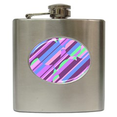 Pink, Purple And Green Pattern Hip Flask (6 Oz) by Valentinaart