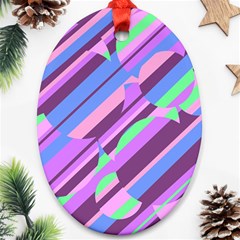 Pink, Purple And Green Pattern Oval Ornament (two Sides) by Valentinaart