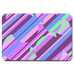 Pink, Purple And Green Pattern Large Doormat 