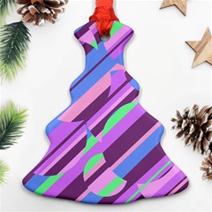 Pink, Purple And Green Pattern Ornament (christmas Tree) by Valentinaart