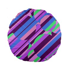 Pink, Purple And Green Pattern Standard 15  Premium Round Cushions by Valentinaart