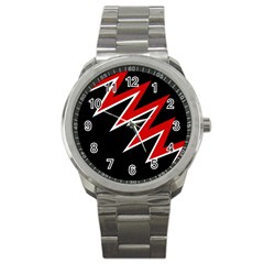 Black And Red Simple Design Sport Metal Watch by Valentinaart