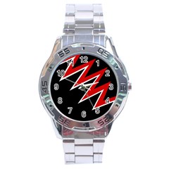 Black And Red Simple Design Stainless Steel Analogue Watch by Valentinaart