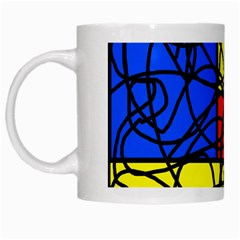 Yellow Abstract Pattern White Mugs by Valentinaart