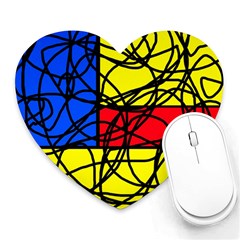 Yellow Abstract Pattern Heart Mousepads by Valentinaart