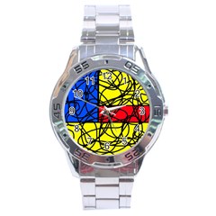 Yellow Abstract Pattern Stainless Steel Analogue Watch by Valentinaart