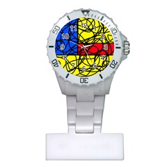 Yellow Abstract Pattern Plastic Nurses Watch by Valentinaart