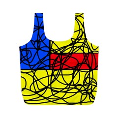 Yellow Abstract Pattern Full Print Recycle Bags (m)  by Valentinaart