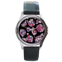 Colorful Decorative Pattern Round Metal Watch by Valentinaart