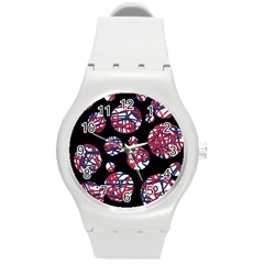 Colorful Decorative Pattern Round Plastic Sport Watch (m) by Valentinaart