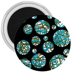 Decorative Blue Abstract Design 3  Magnets by Valentinaart