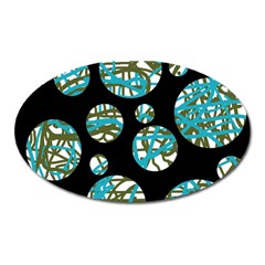 Decorative Blue Abstract Design Oval Magnet by Valentinaart