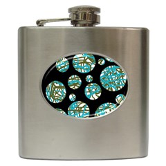 Decorative Blue Abstract Design Hip Flask (6 Oz) by Valentinaart