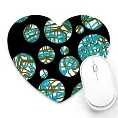 Decorative Blue Abstract Design Heart Mousepads by Valentinaart