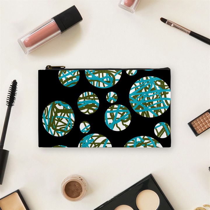 Decorative blue abstract design Cosmetic Bag (Small) 