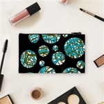 Decorative blue abstract design Cosmetic Bag (Small)  Back