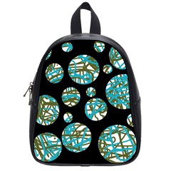 Decorative Blue Abstract Design School Bags (small)  by Valentinaart