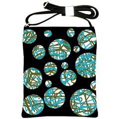 Decorative Blue Abstract Design Shoulder Sling Bags by Valentinaart