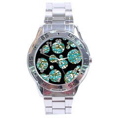 Decorative Blue Abstract Design Stainless Steel Analogue Watch by Valentinaart