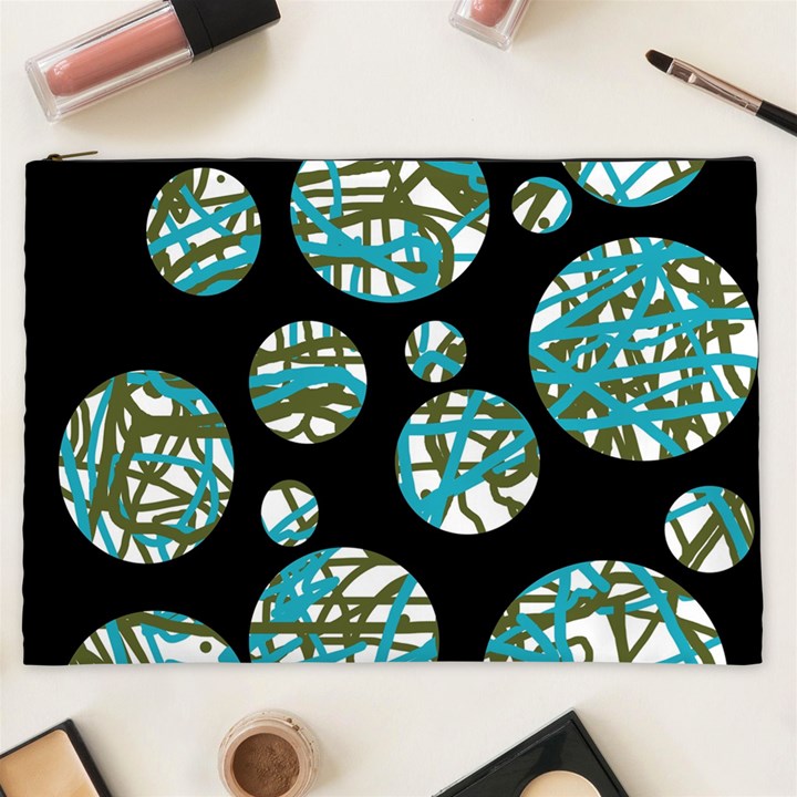 Decorative blue abstract design Cosmetic Bag (XXL) 