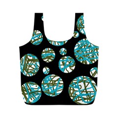 Decorative Blue Abstract Design Full Print Recycle Bags (m)  by Valentinaart