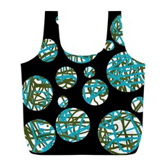 Decorative Blue Abstract Design Full Print Recycle Bags (l)  by Valentinaart