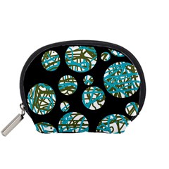 Decorative Blue Abstract Design Accessory Pouches (small)  by Valentinaart