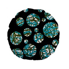 Decorative Blue Abstract Design Standard 15  Premium Flano Round Cushions by Valentinaart