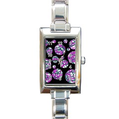 Purple Decorative Design Rectangle Italian Charm Watch by Valentinaart