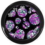 Purple decorative design Wall Clocks (Black) Front