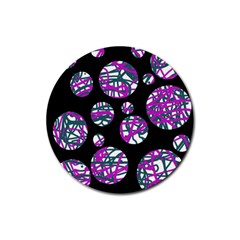 Purple Decorative Design Rubber Round Coaster (4 Pack)  by Valentinaart