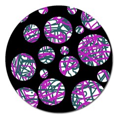 Purple Decorative Design Magnet 5  (round) by Valentinaart