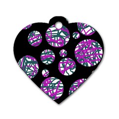 Purple Decorative Design Dog Tag Heart (two Sides) by Valentinaart