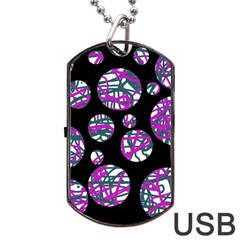 Purple Decorative Design Dog Tag Usb Flash (one Side) by Valentinaart