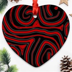 Red And Black Abstraction Ornament (heart)  by Valentinaart