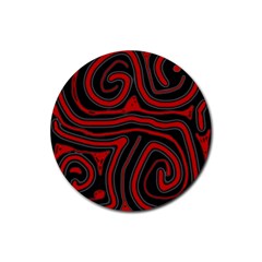 Red And Black Abstraction Rubber Round Coaster (4 Pack)  by Valentinaart