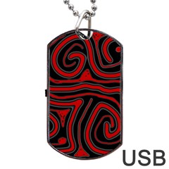 Red And Black Abstraction Dog Tag Usb Flash (one Side) by Valentinaart