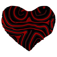 Red And Black Abstraction Large 19  Premium Flano Heart Shape Cushions by Valentinaart