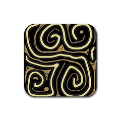 Brown Elegant Abstraction Rubber Coaster (square)  by Valentinaart