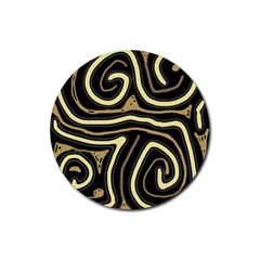 Brown Elegant Abstraction Rubber Coaster (round)  by Valentinaart