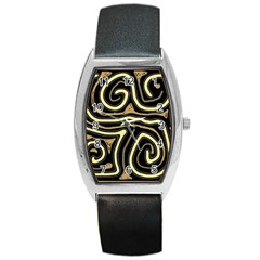 Brown Elegant Abstraction Barrel Style Metal Watch by Valentinaart