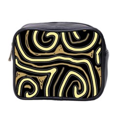 Brown Elegant Abstraction Mini Toiletries Bag 2-side by Valentinaart