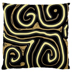 Brown Elegant Abstraction Large Flano Cushion Case (one Side) by Valentinaart