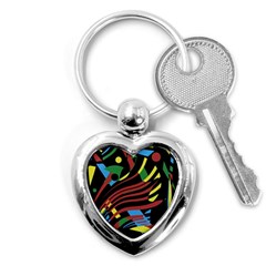 Colorful Decorative Abstrat Design Key Chains (heart)  by Valentinaart