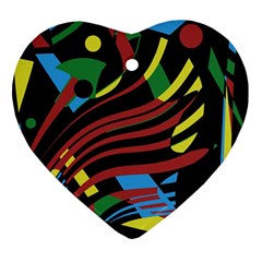 Colorful Decorative Abstrat Design Heart Ornament (2 Sides) by Valentinaart